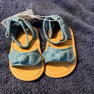 Old Navy Denim Blue and Tan Baby Sandals